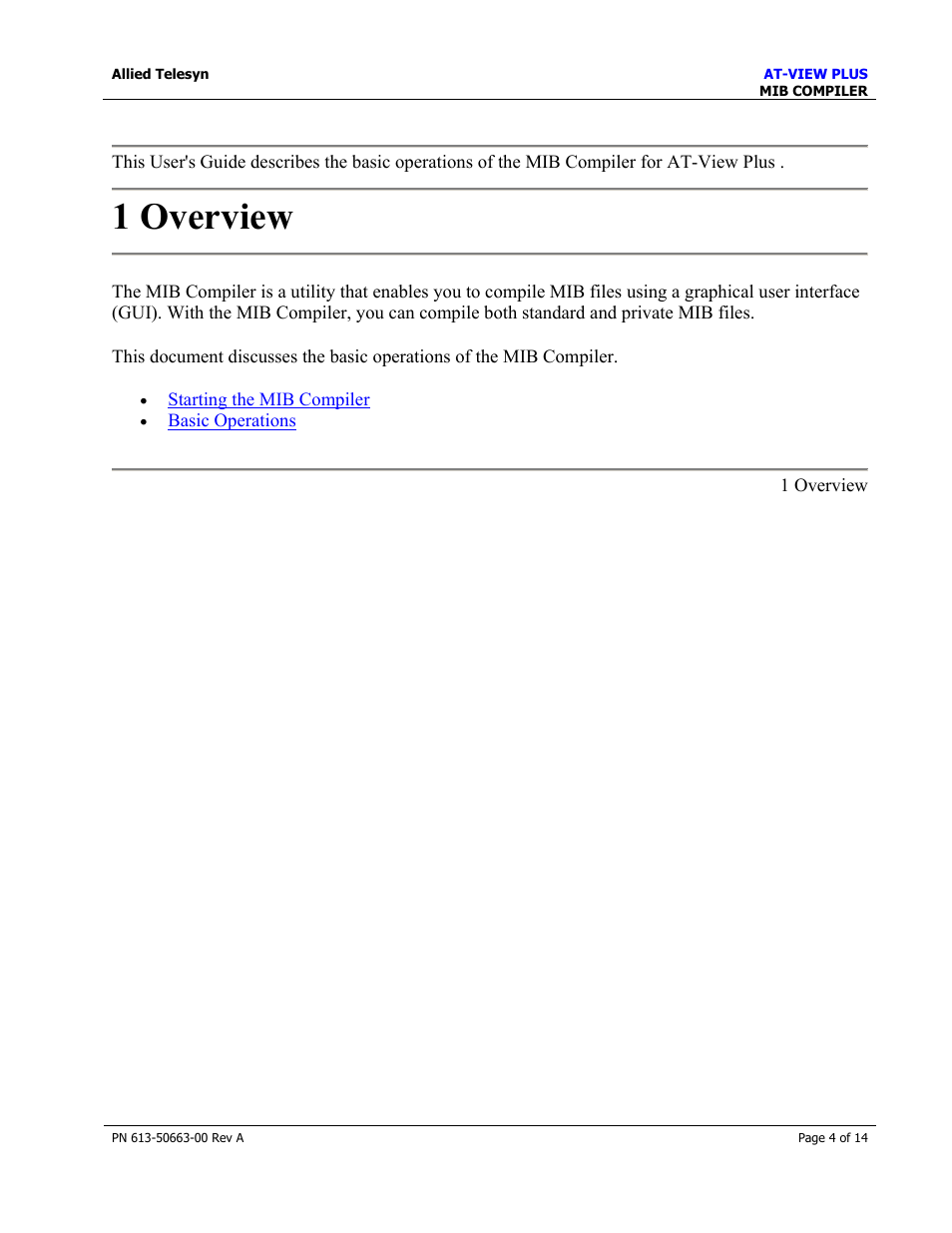 1 overview | Allied Telesis AT-VIEW PLUS 3.0 MIB COMPILER User Manual | Page 4 / 14