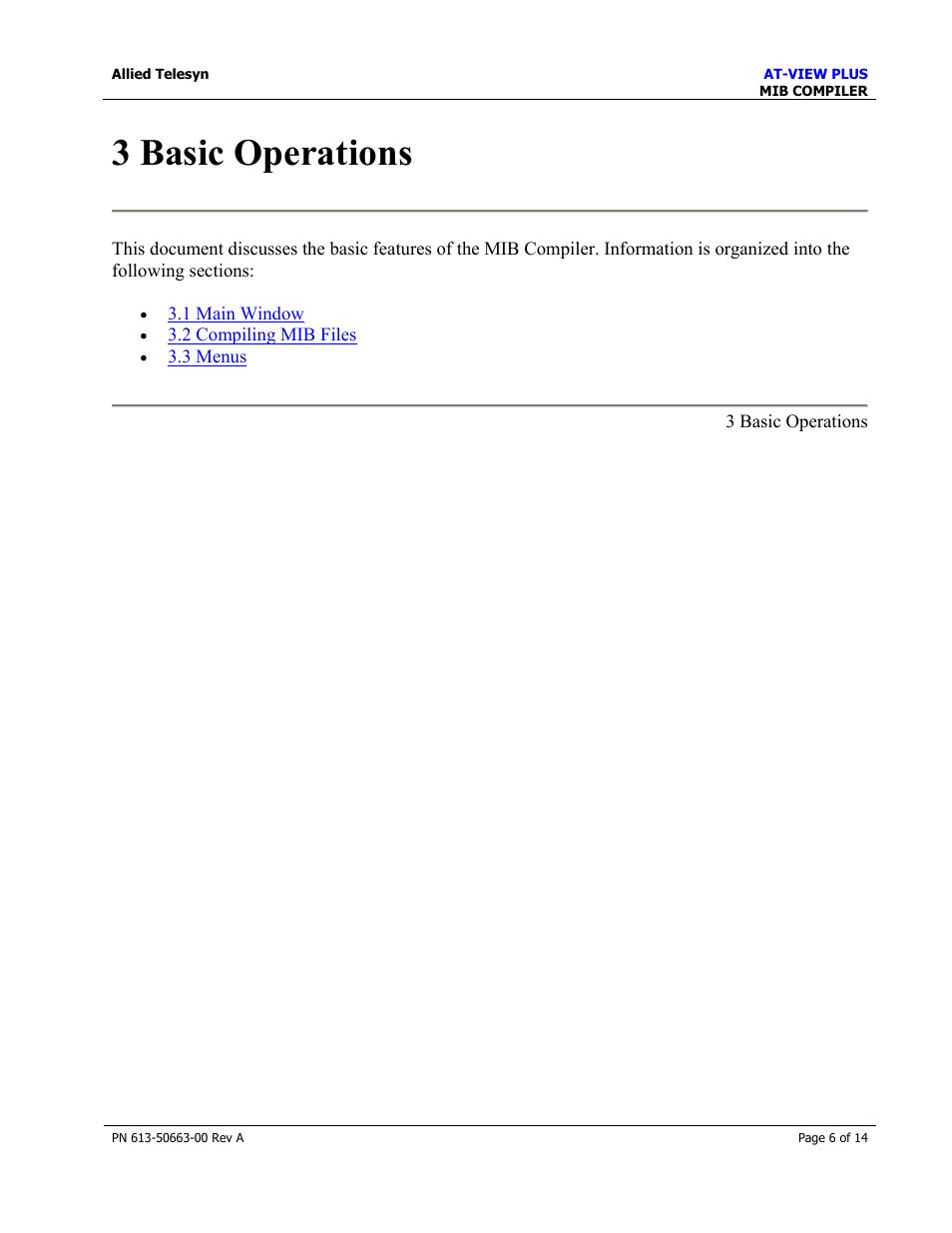 3 basic operations | Allied Telesis AT-VIEW PLUS 3.0 MIB COMPILER User Manual | Page 6 / 14