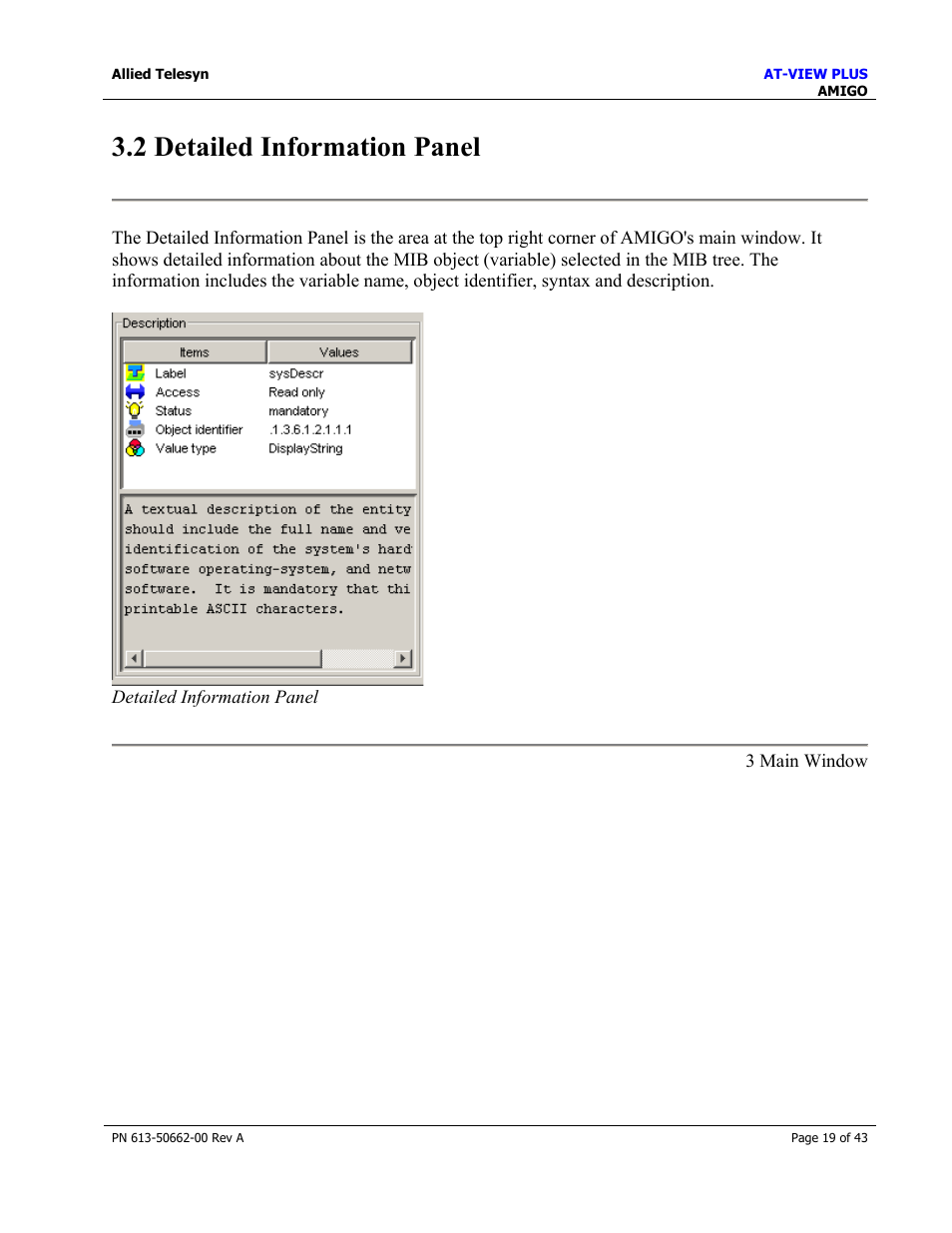 2 detailed information panel, Mib operation panel | Allied Telesis AT-VIEW PLUS 3.0 AMIGO User Manual | Page 19 / 43