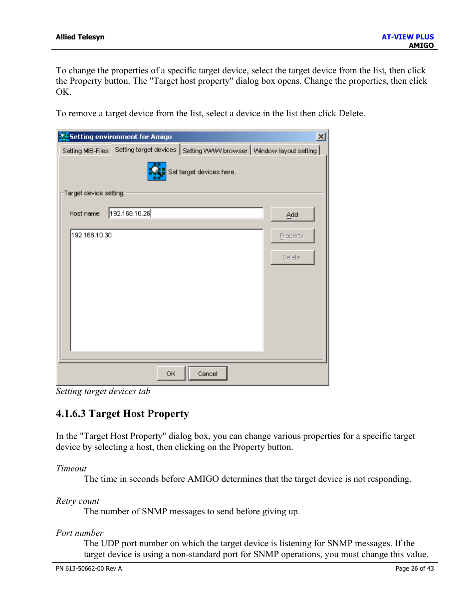 3 target host property | Allied Telesis AT-VIEW PLUS 3.0 AMIGO User Manual | Page 26 / 43