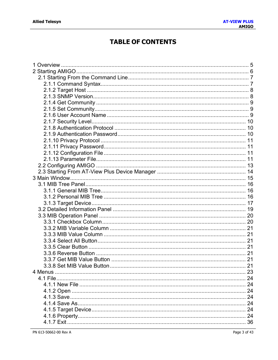 Allied Telesis AT-VIEW PLUS 3.0 AMIGO User Manual | Page 3 / 43