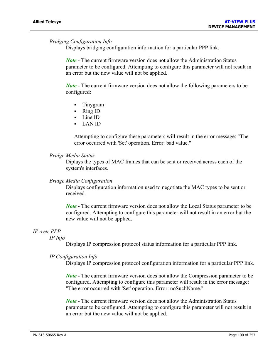 Allied Telesis AT-VIEW PLUS 3.0 DEVICE MANAGEMENT User Manual | Page 100 / 257