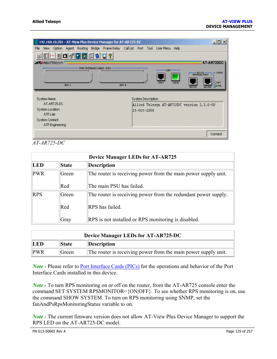 Allied Telesis AT-VIEW PLUS 3.0 DEVICE MANAGEMENT User Manual | Page 129 / 257