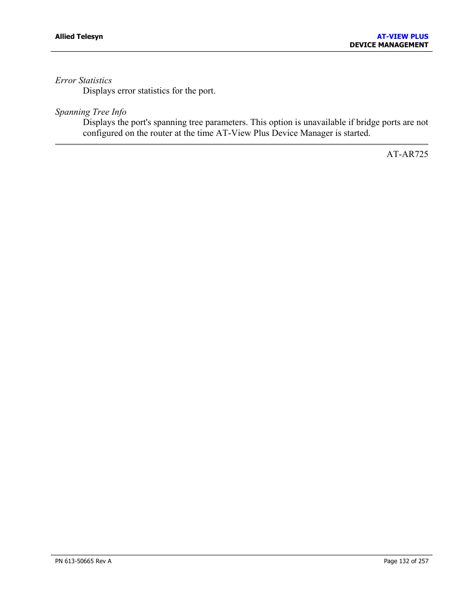 Allied Telesis AT-VIEW PLUS 3.0 DEVICE MANAGEMENT User Manual | Page 132 / 257