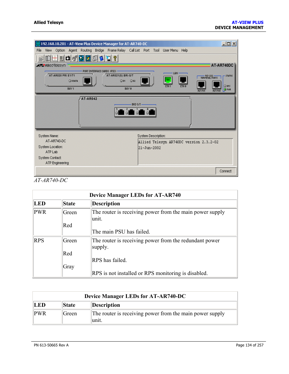 Allied Telesis AT-VIEW PLUS 3.0 DEVICE MANAGEMENT User Manual | Page 134 / 257