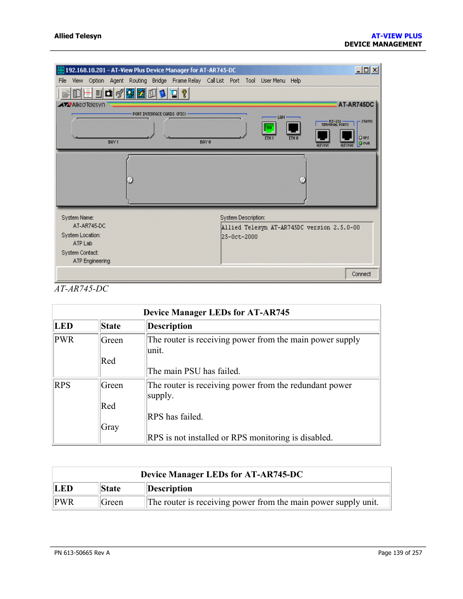 Allied Telesis AT-VIEW PLUS 3.0 DEVICE MANAGEMENT User Manual | Page 139 / 257