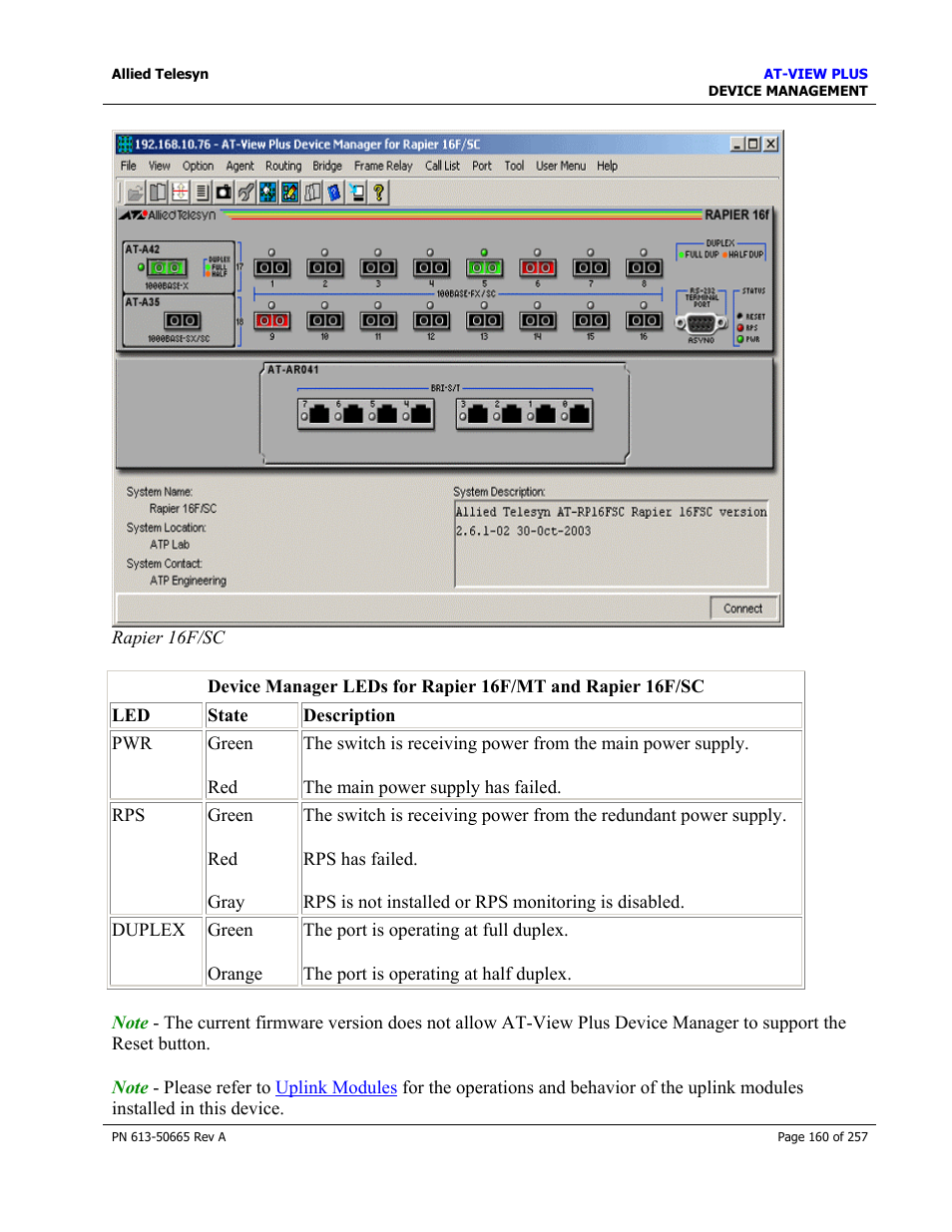 Allied Telesis AT-VIEW PLUS 3.0 DEVICE MANAGEMENT User Manual | Page 160 / 257