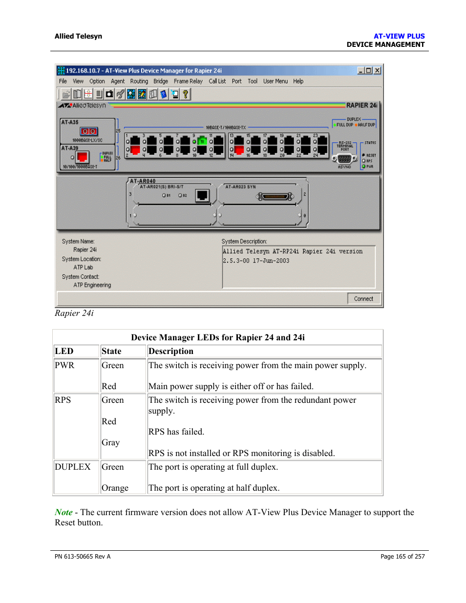 Allied Telesis AT-VIEW PLUS 3.0 DEVICE MANAGEMENT User Manual | Page 165 / 257