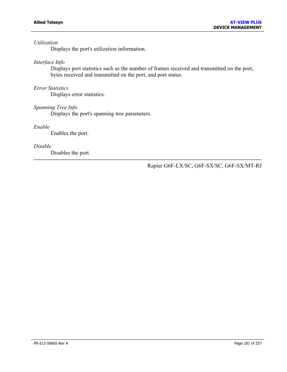 Allied Telesis AT-VIEW PLUS 3.0 DEVICE MANAGEMENT User Manual | Page 181 / 257
