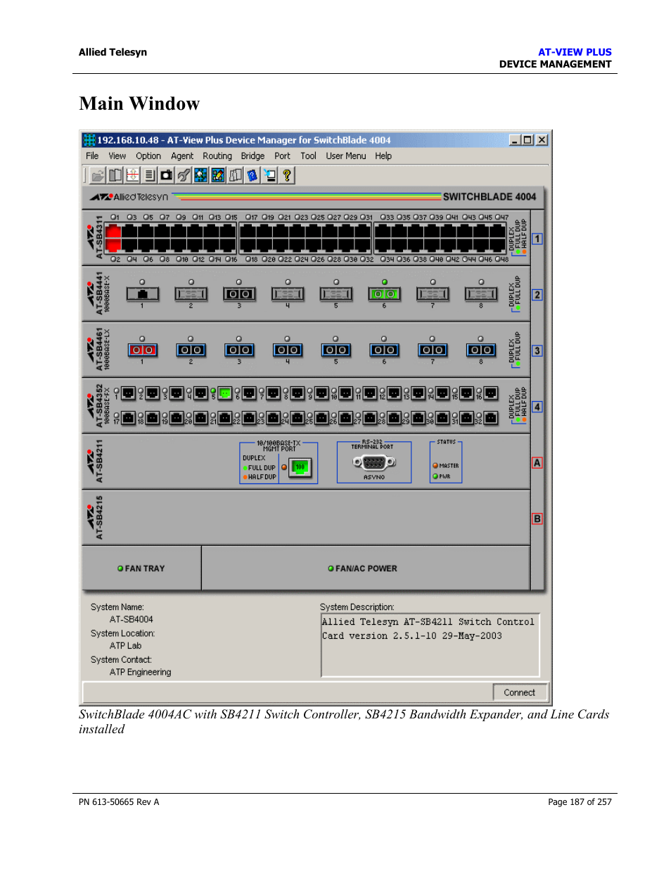 Main window | Allied Telesis AT-VIEW PLUS 3.0 DEVICE MANAGEMENT User Manual | Page 187 / 257