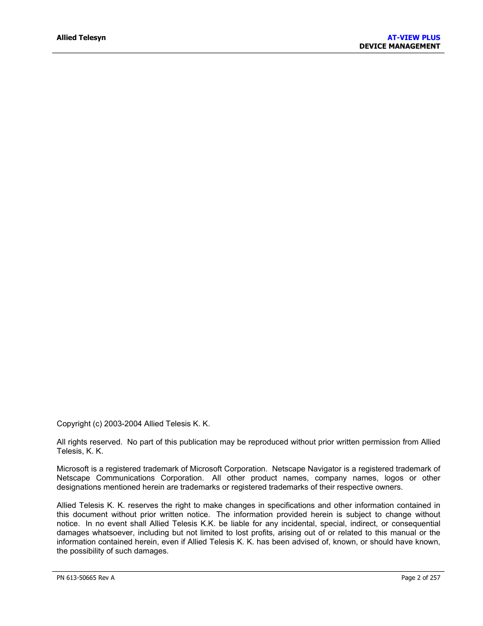Allied Telesis AT-VIEW PLUS 3.0 DEVICE MANAGEMENT User Manual | Page 2 / 257