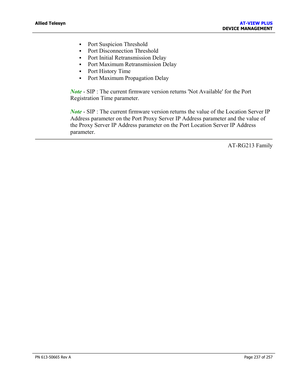 Allied Telesis AT-VIEW PLUS 3.0 DEVICE MANAGEMENT User Manual | Page 237 / 257