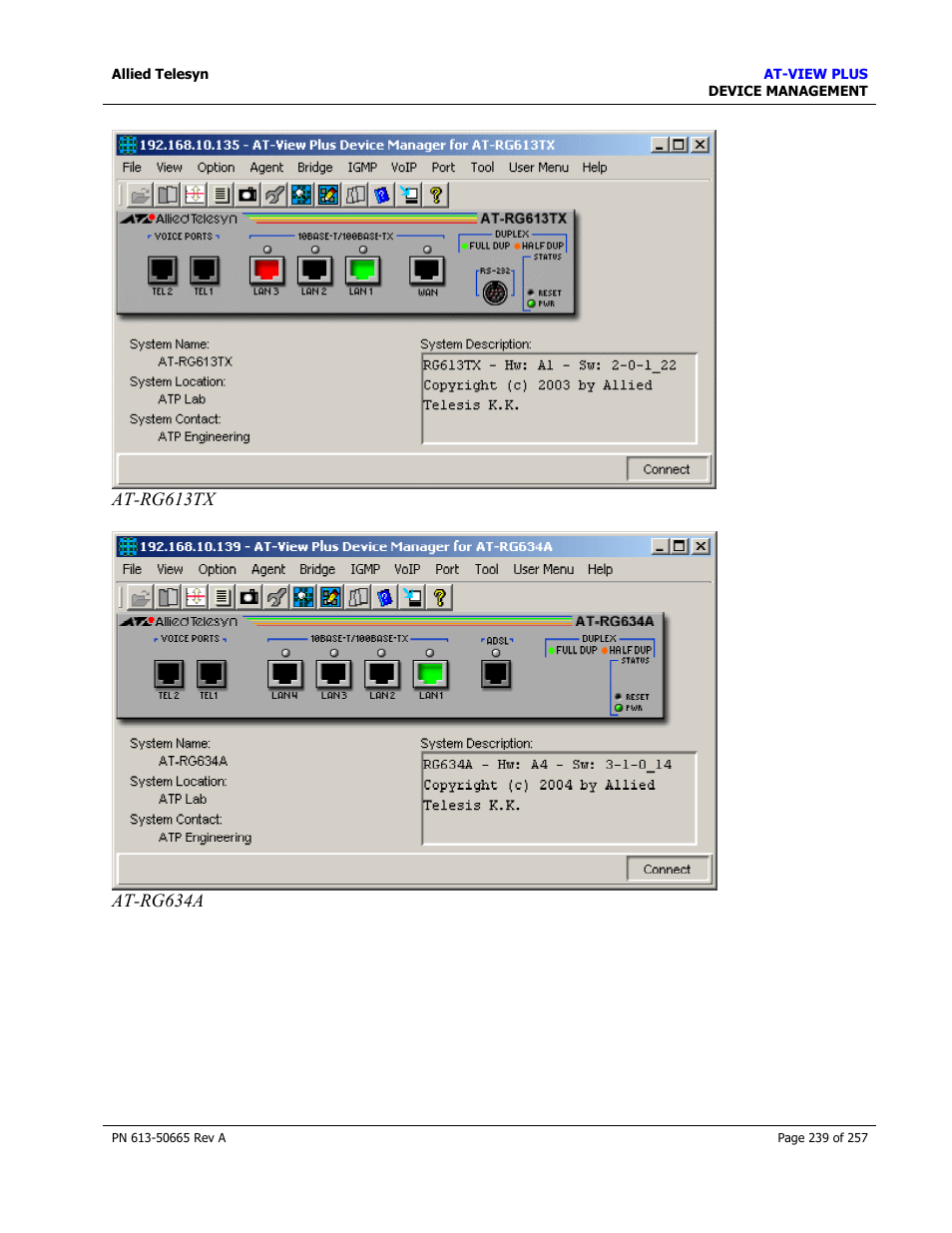 Allied Telesis AT-VIEW PLUS 3.0 DEVICE MANAGEMENT User Manual | Page 239 / 257