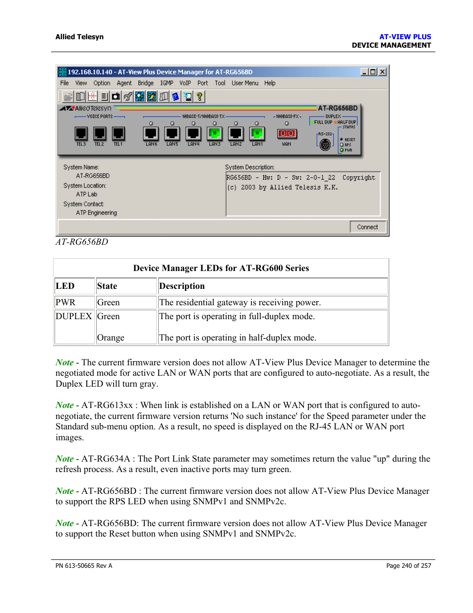 Allied Telesis AT-VIEW PLUS 3.0 DEVICE MANAGEMENT User Manual | Page 240 / 257