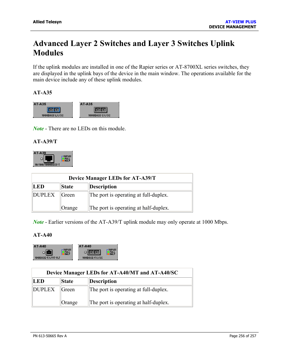 Allied Telesis AT-VIEW PLUS 3.0 DEVICE MANAGEMENT User Manual | Page 256 / 257