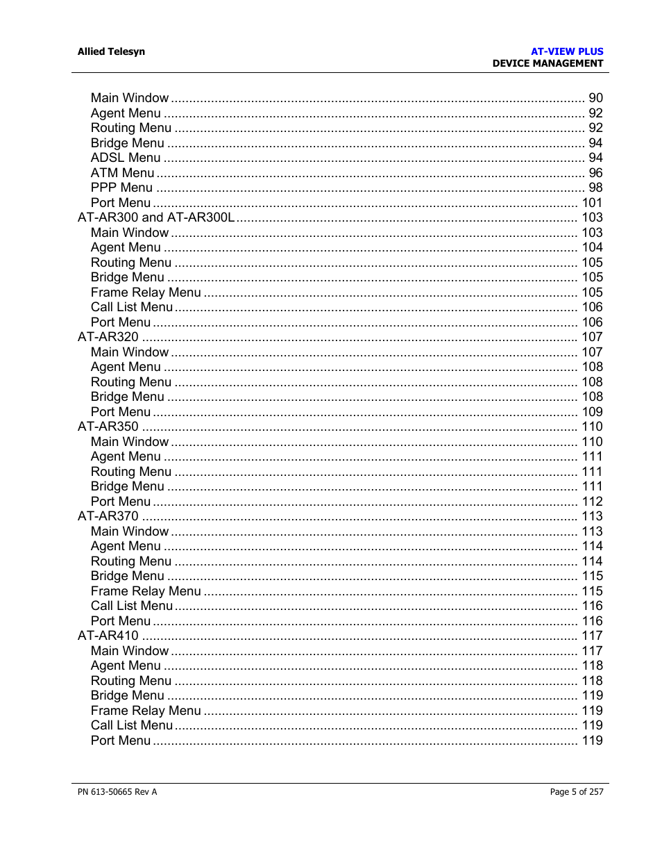 Allied Telesis AT-VIEW PLUS 3.0 DEVICE MANAGEMENT User Manual | Page 5 / 257