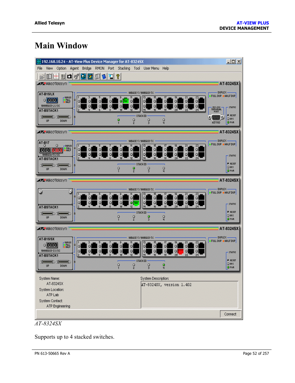 Main window | Allied Telesis AT-VIEW PLUS 3.0 DEVICE MANAGEMENT User Manual | Page 52 / 257