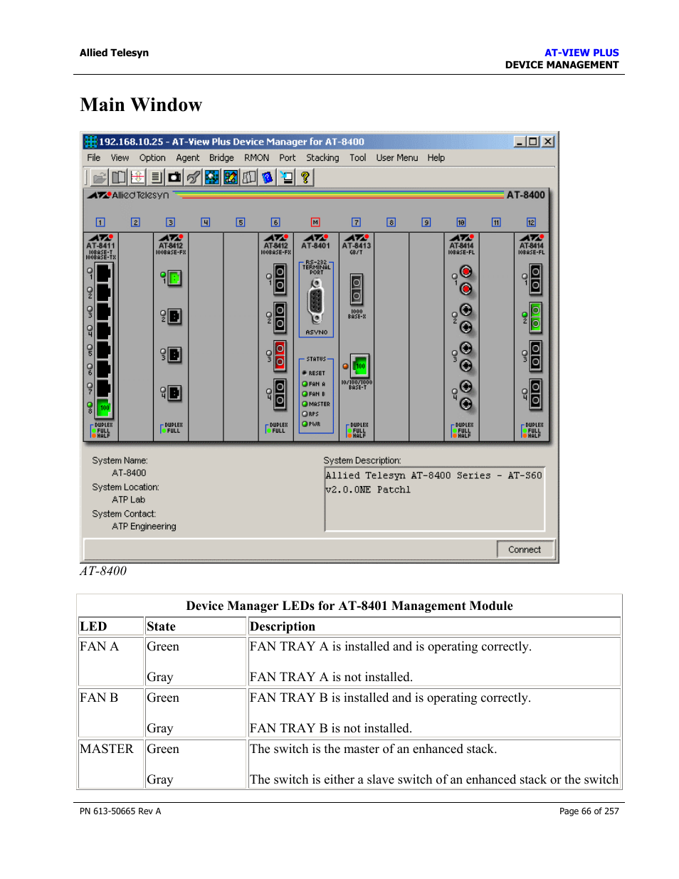 Main window | Allied Telesis AT-VIEW PLUS 3.0 DEVICE MANAGEMENT User Manual | Page 66 / 257