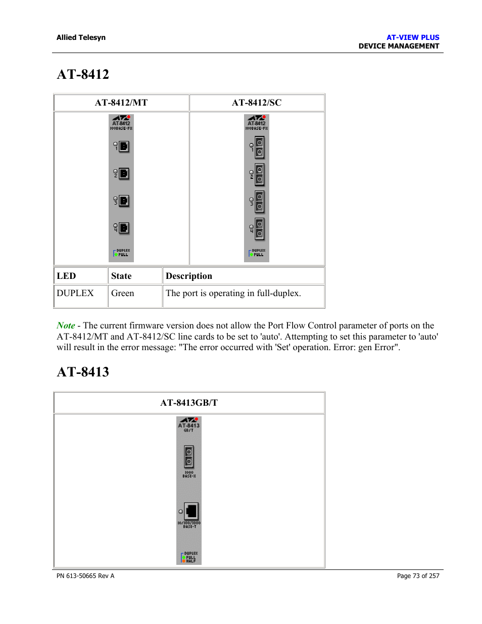 At-8412, At-8413, At-8412 at-8413 | Allied Telesis AT-VIEW PLUS 3.0 DEVICE MANAGEMENT User Manual | Page 73 / 257