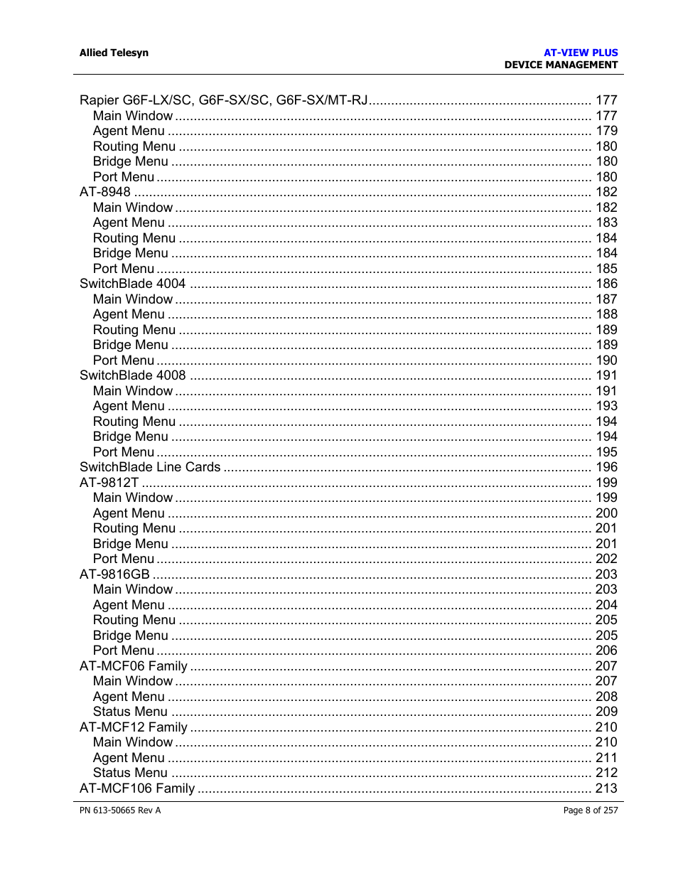 Allied Telesis AT-VIEW PLUS 3.0 DEVICE MANAGEMENT User Manual | Page 8 / 257
