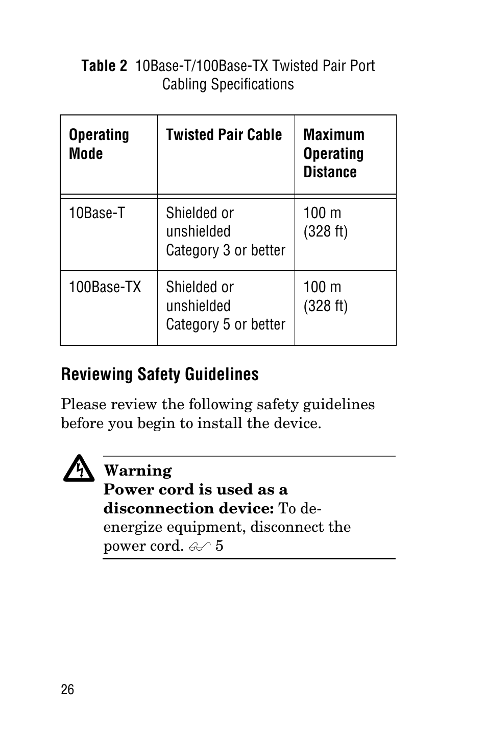 Reviewing safety guidelines | Allied Telesis AT-FS708LE User Manual | Page 26 / 50