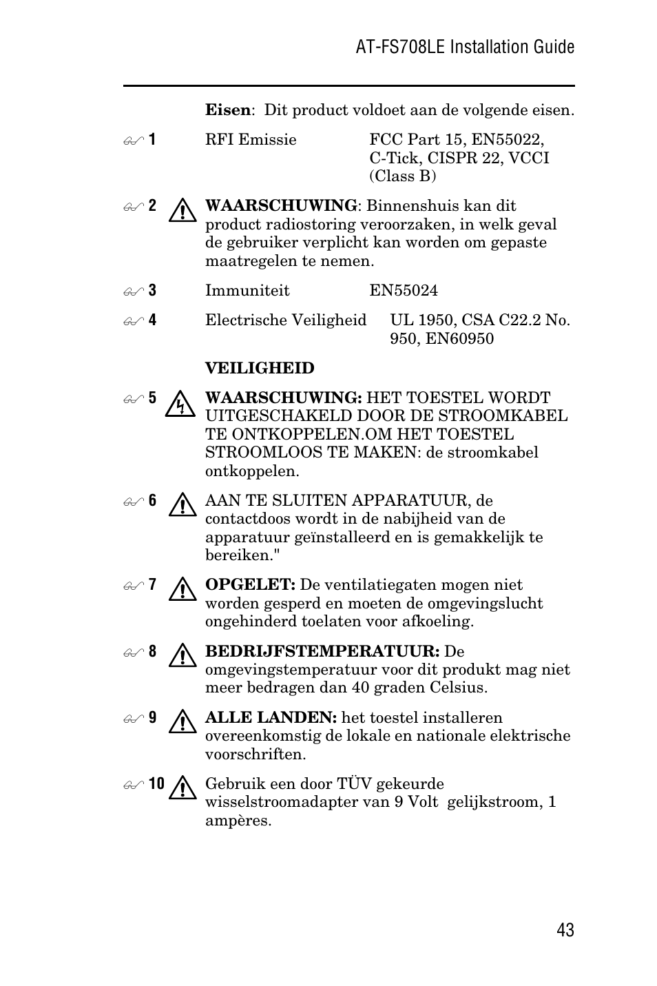 Allied Telesis AT-FS708LE User Manual | Page 43 / 50