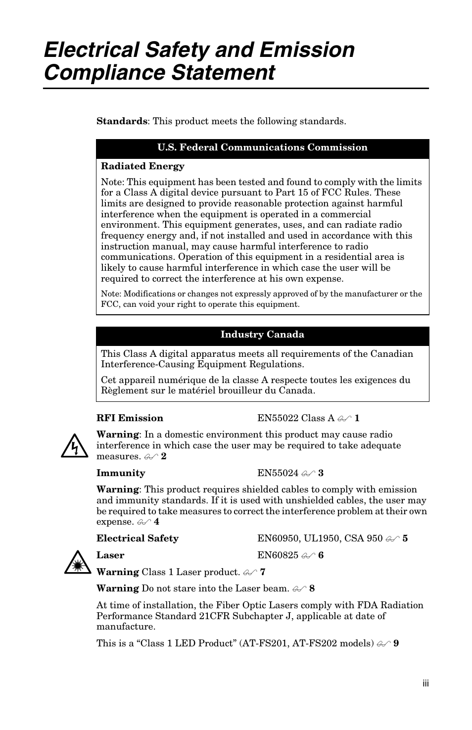 Allied Telesis AT-FS202SC/FS4 User Manual | Page 3 / 44