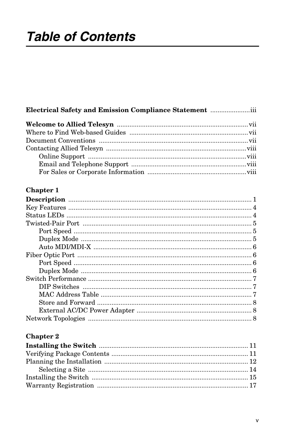 Allied Telesis AT-FS202SC/FS4 User Manual | Page 5 / 44