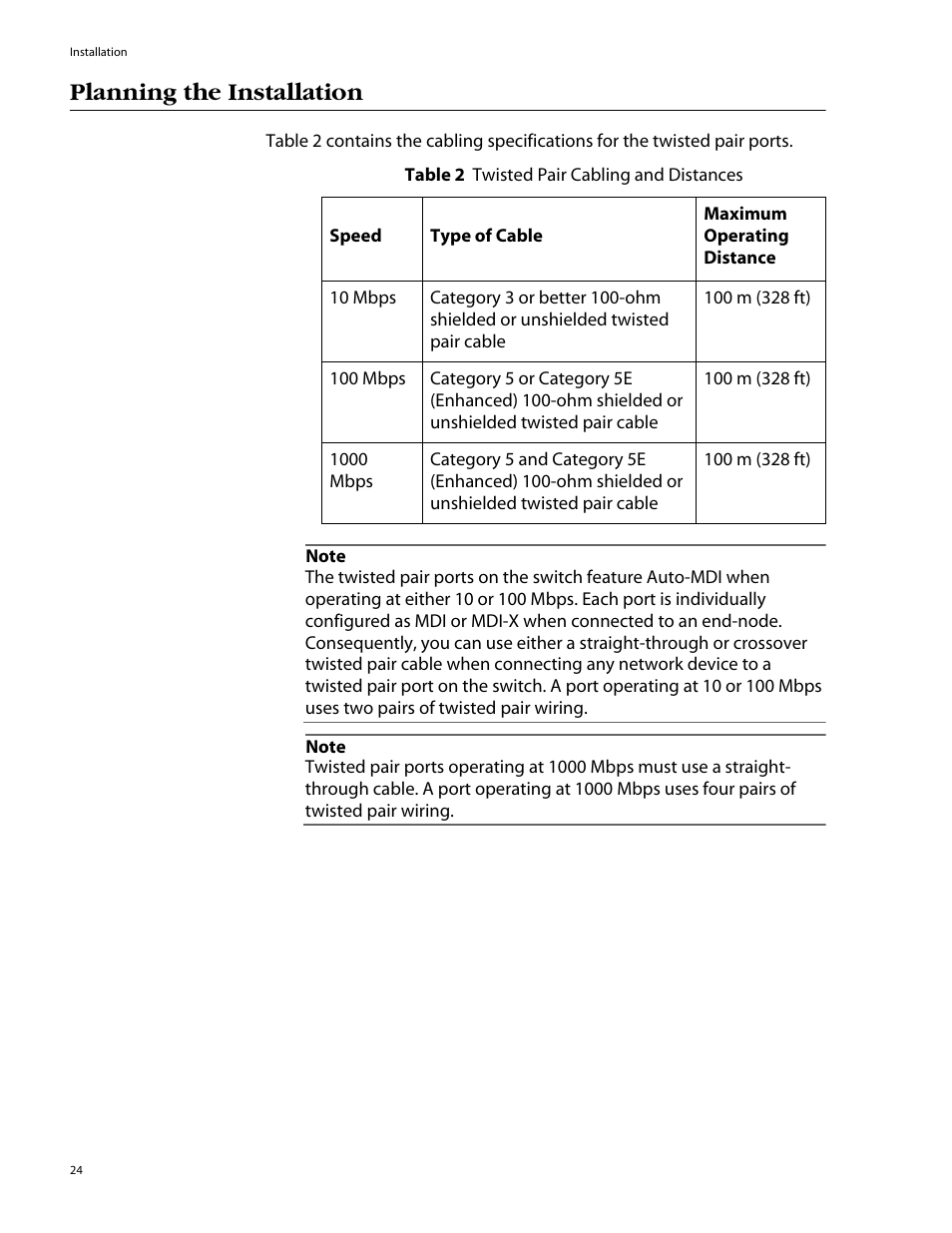 Planning the installation | Allied Telesis AT-GS905 User Manual | Page 24 / 49
