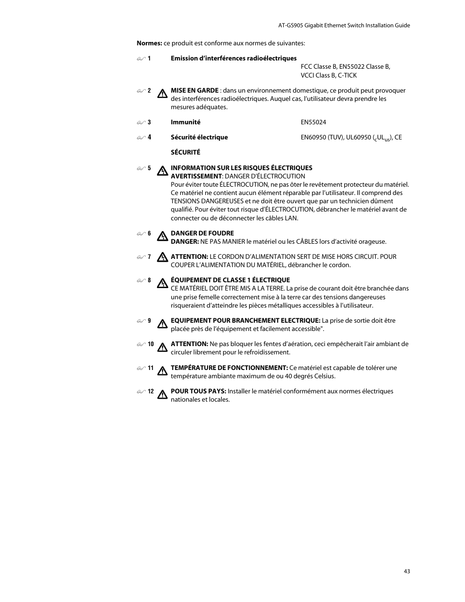 Allied Telesis AT-GS905 User Manual | Page 43 / 49