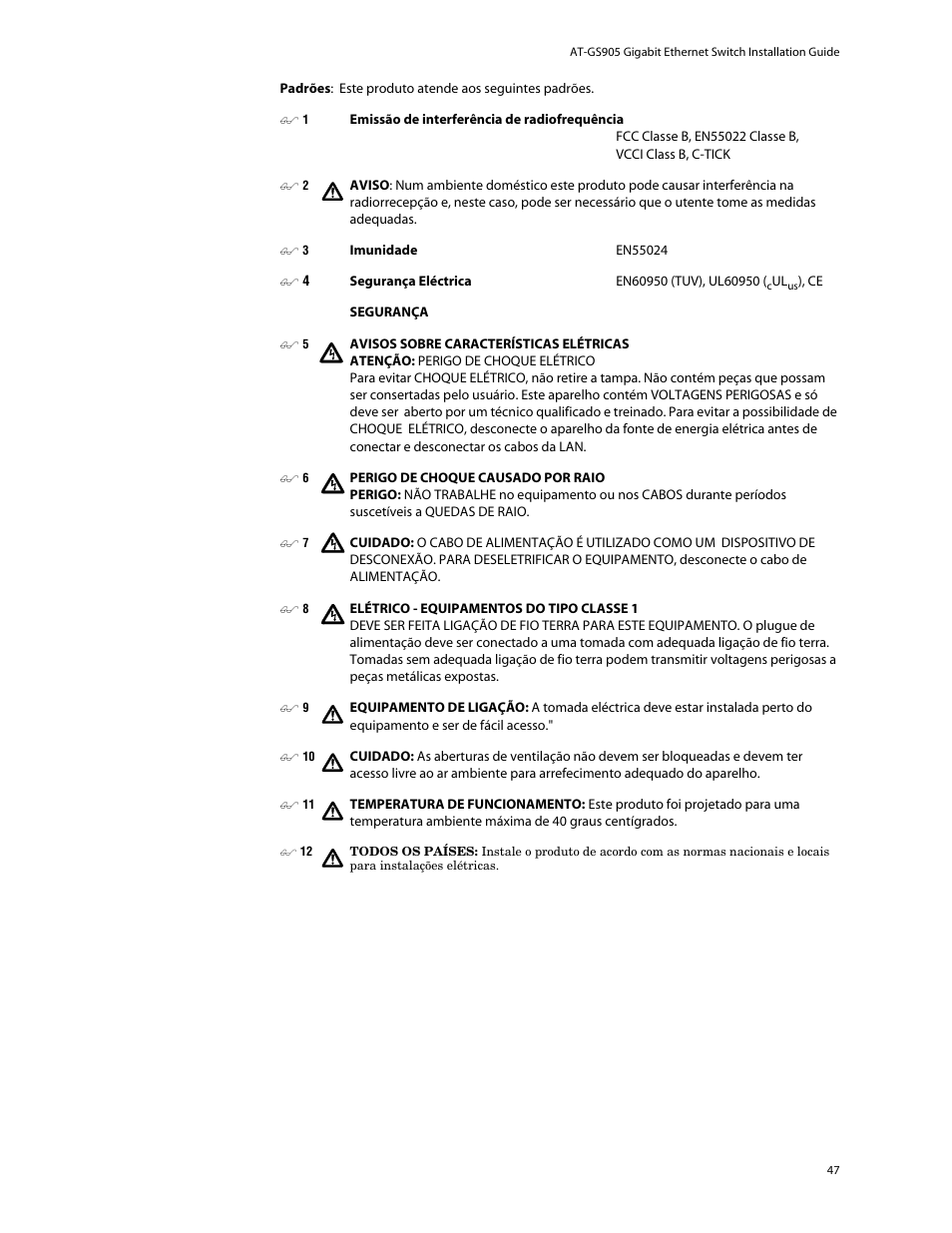 Allied Telesis AT-GS905 User Manual | Page 47 / 49