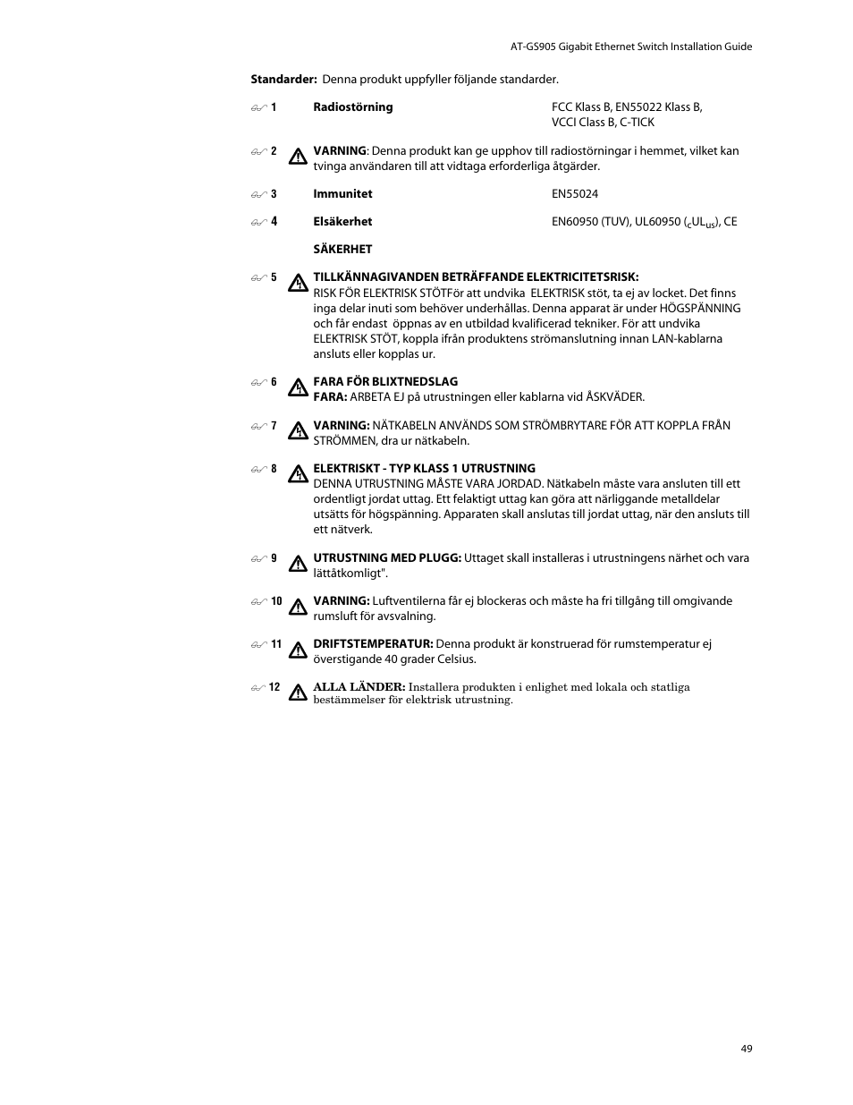Allied Telesis AT-GS905 User Manual | Page 49 / 49