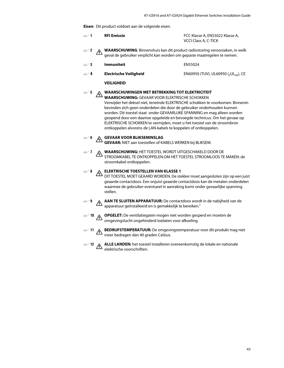 Allied Telesis AT-GS924 User Manual | Page 43 / 50