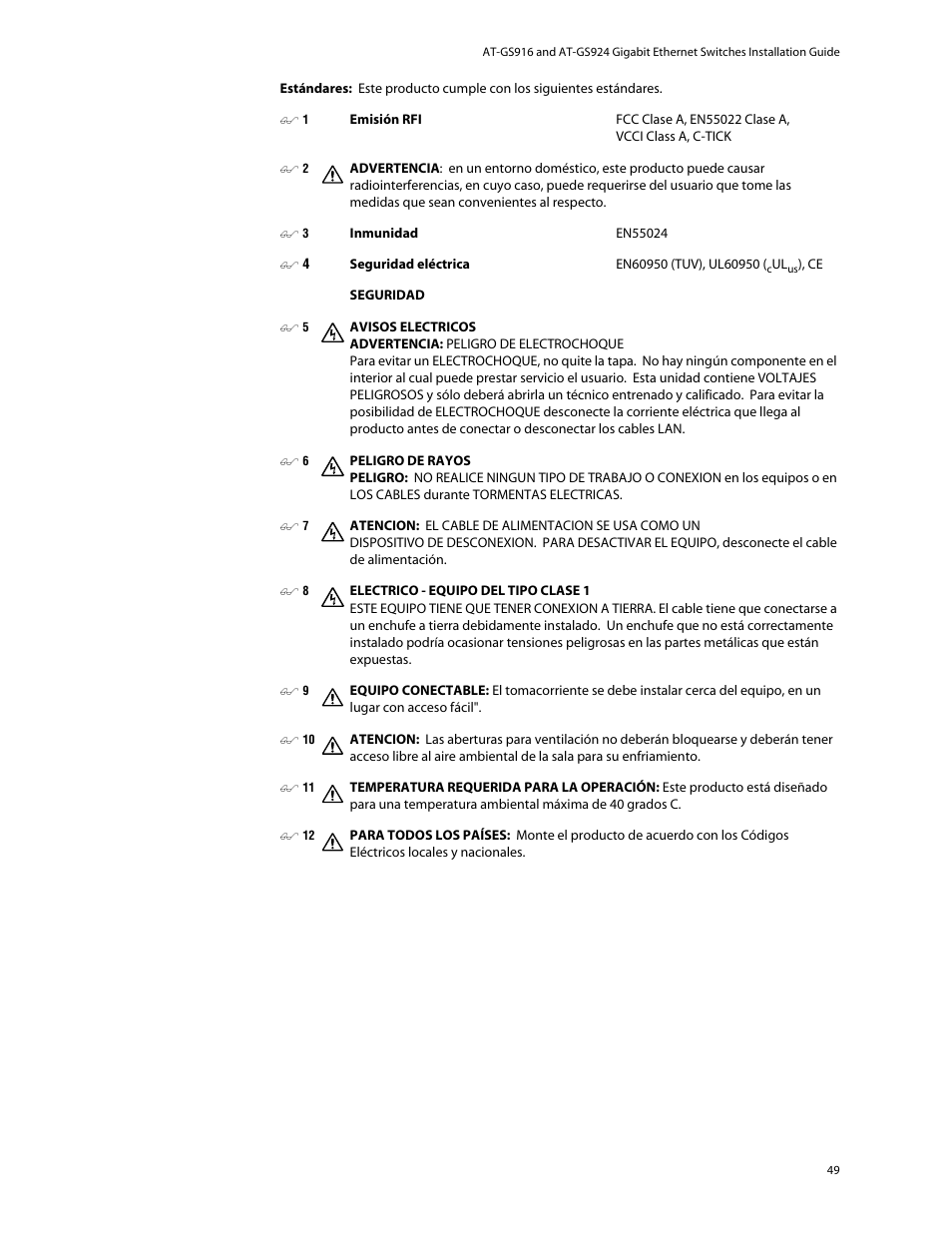 Allied Telesis AT-GS924 User Manual | Page 49 / 50