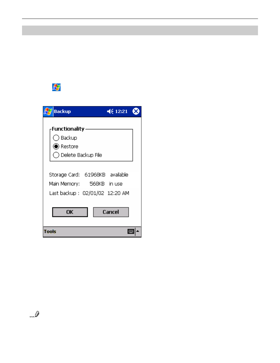 143 carrying out restore operation | Audiovox Pocket PC User Manual | Page 143 / 154