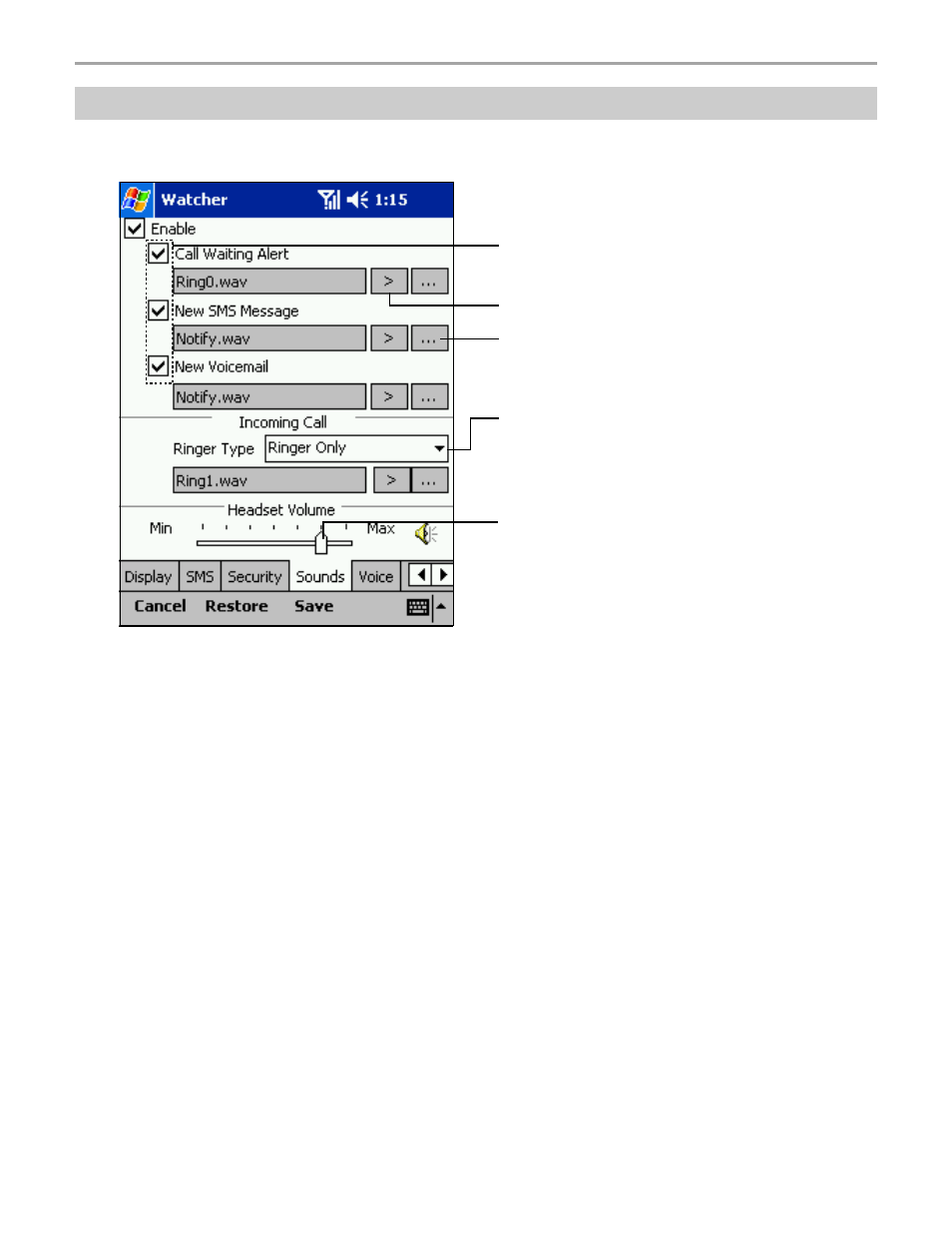 Sounds | Audiovox Pocket PC User Manual | Page 76 / 154