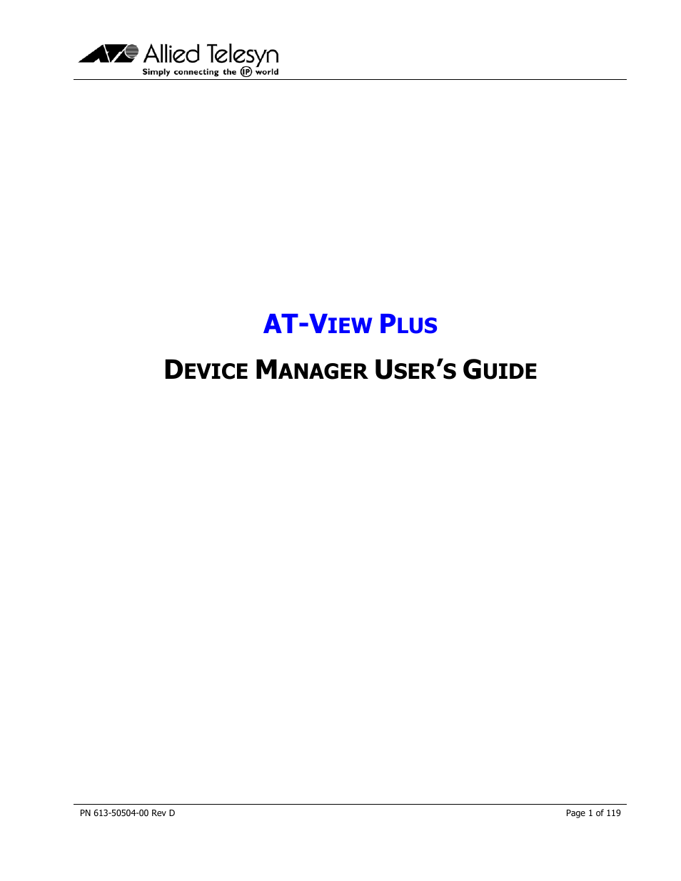 Allied Telesis AT-VIEW PLUS 2.4 DEVICE MANAGER User Manual | 119 pages
