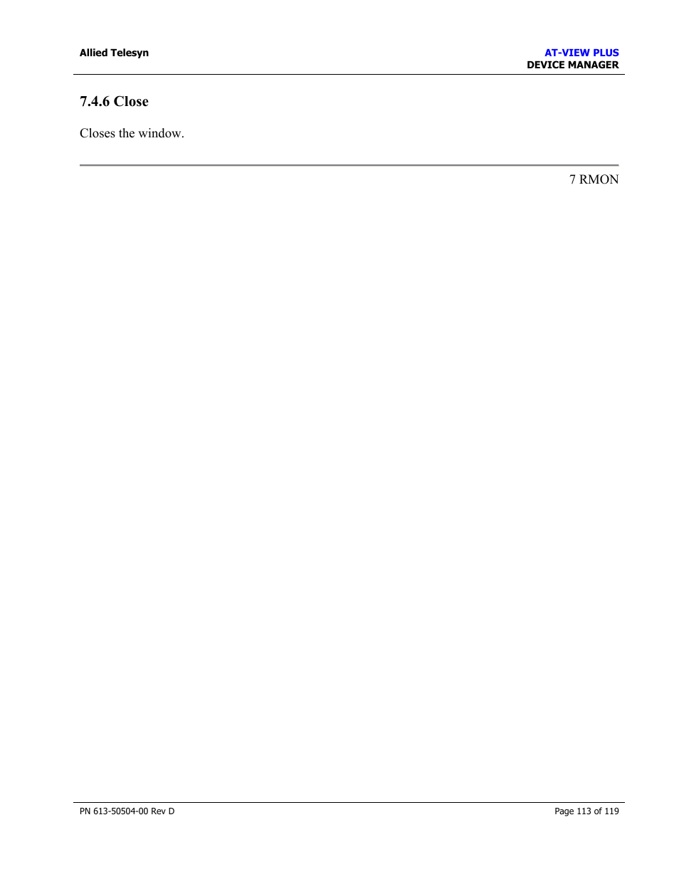 6 close, Close | Allied Telesis AT-VIEW PLUS 2.4 DEVICE MANAGER User Manual | Page 113 / 119
