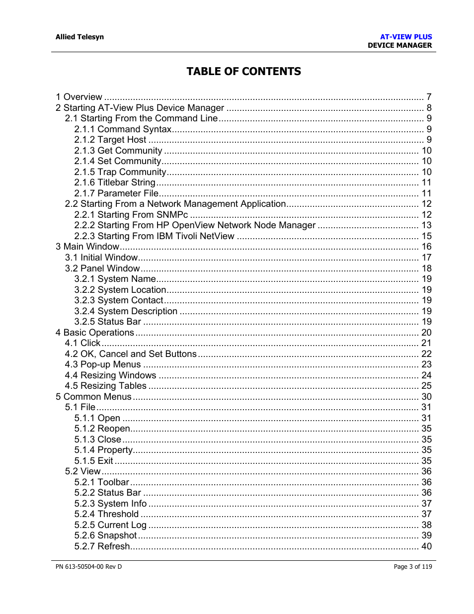 Allied Telesis AT-VIEW PLUS 2.4 DEVICE MANAGER User Manual | Page 3 / 119