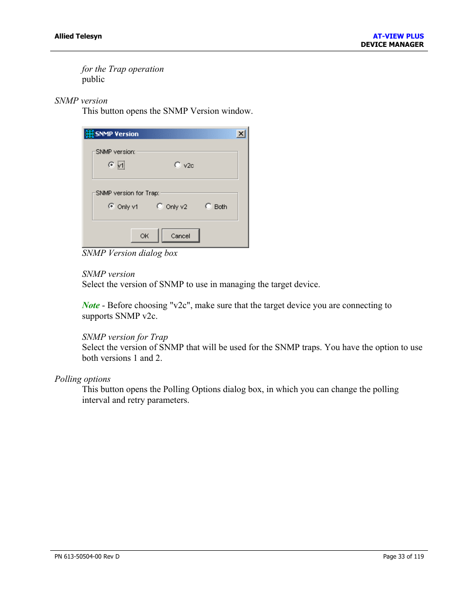 Allied Telesis AT-VIEW PLUS 2.4 DEVICE MANAGER User Manual | Page 33 / 119