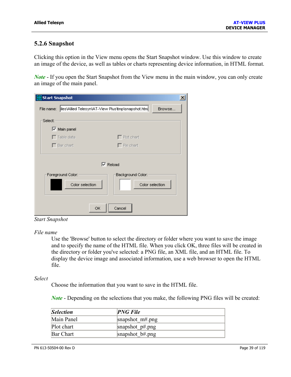 6 snapshot, Snapshot | Allied Telesis AT-VIEW PLUS 2.4 DEVICE MANAGER User Manual | Page 39 / 119
