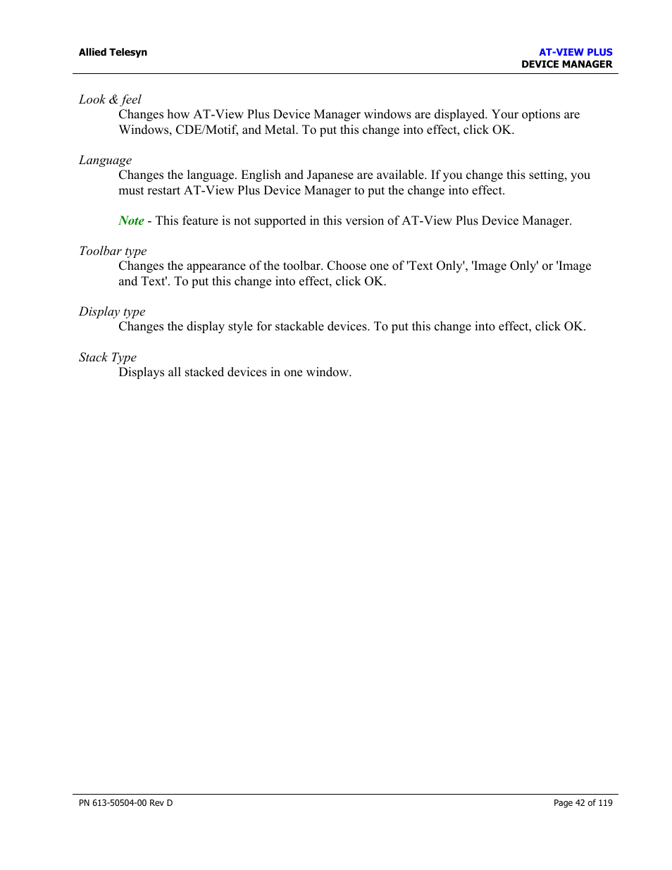 Allied Telesis AT-VIEW PLUS 2.4 DEVICE MANAGER User Manual | Page 42 / 119