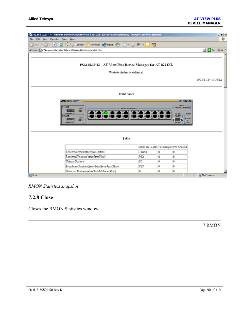 8 close, Close | Allied Telesis AT-VIEW PLUS 2.4 DEVICE MANAGER User Manual | Page 90 / 119