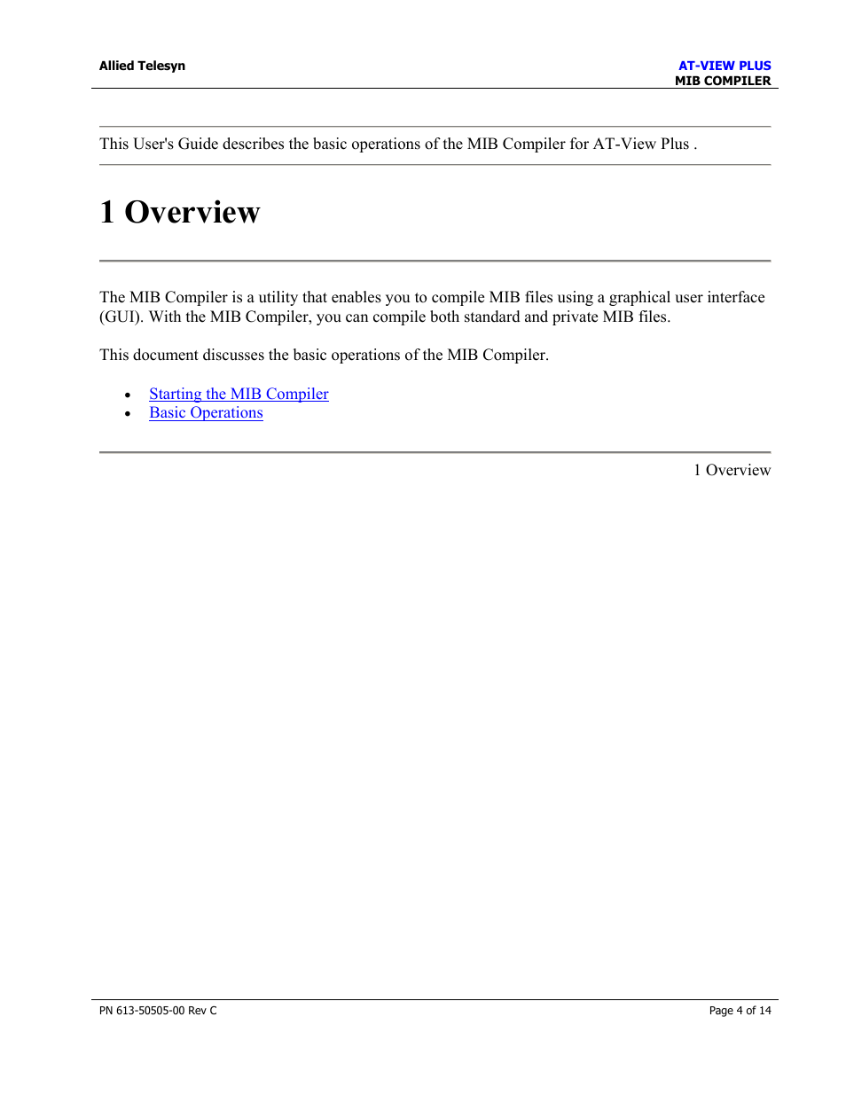1 overview | Allied Telesis AT-VIEW PLUS 2.4 MIB COMPILER User Manual | Page 4 / 14