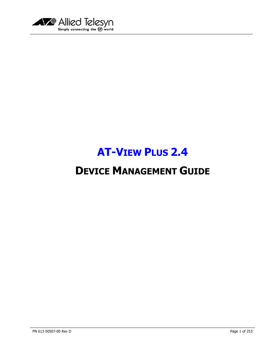 Allied Telesis AT-VIEW PLUS 2.4 DEVICE MANAGEMENT User Manual | 253 pages