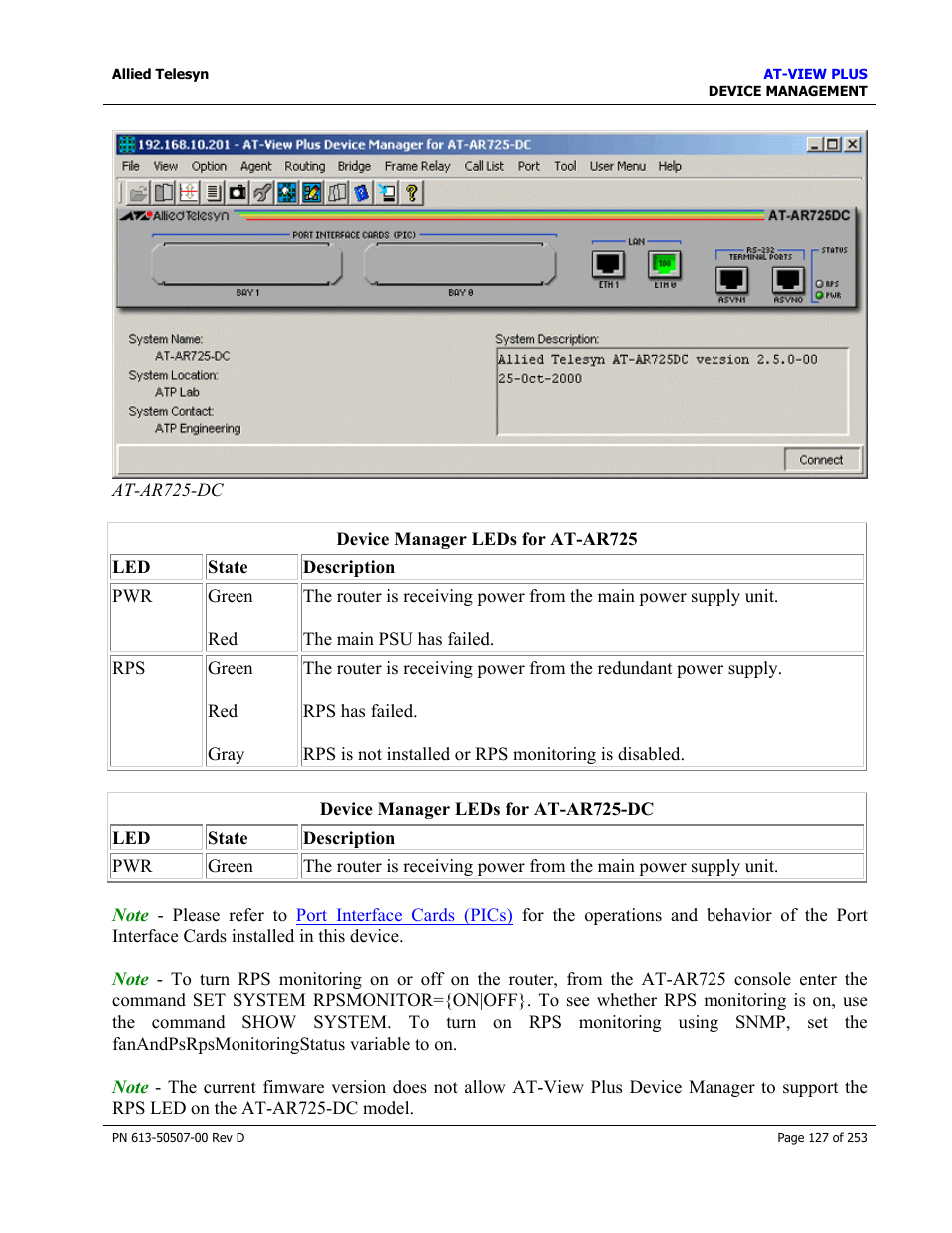 Allied Telesis AT-VIEW PLUS 2.4 DEVICE MANAGEMENT User Manual | Page 127 / 253