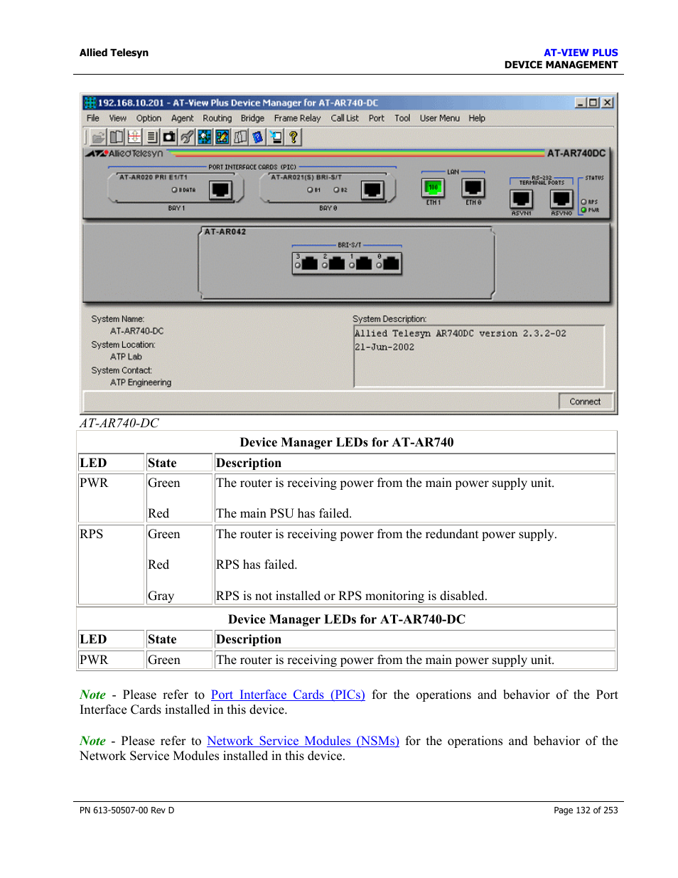 Allied Telesis AT-VIEW PLUS 2.4 DEVICE MANAGEMENT User Manual | Page 132 / 253