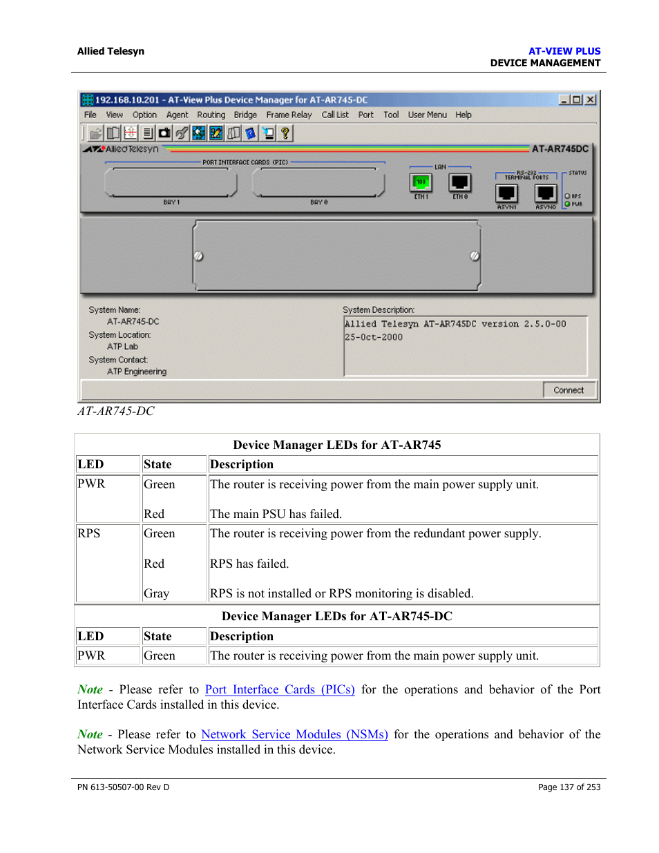 Allied Telesis AT-VIEW PLUS 2.4 DEVICE MANAGEMENT User Manual | Page 137 / 253