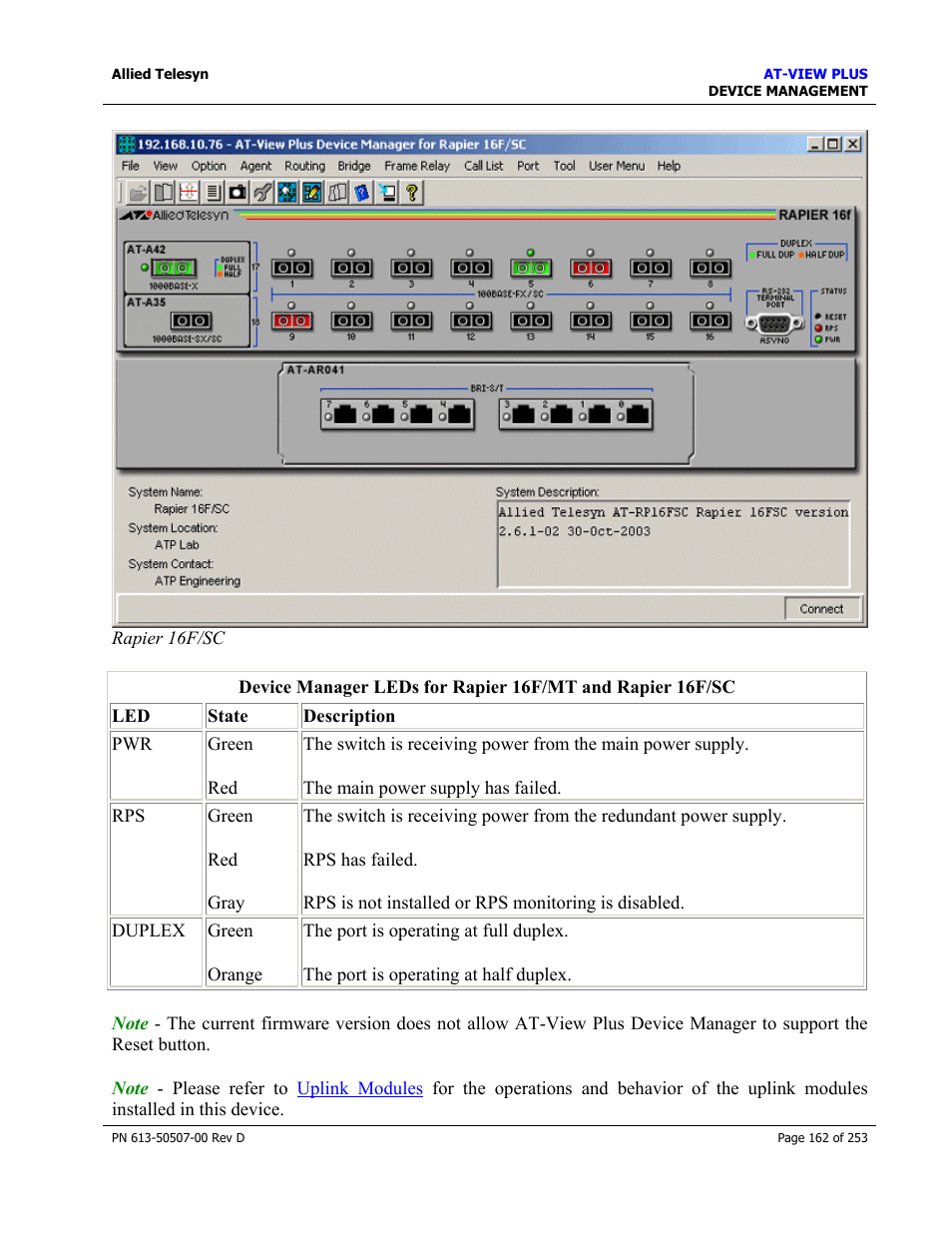 Allied Telesis AT-VIEW PLUS 2.4 DEVICE MANAGEMENT User Manual | Page 162 / 253