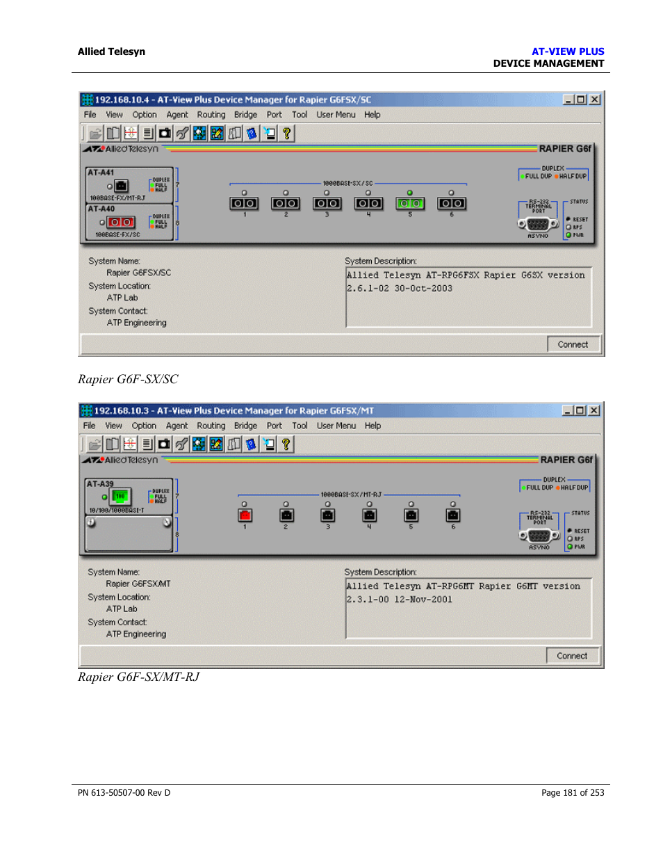 Allied Telesis AT-VIEW PLUS 2.4 DEVICE MANAGEMENT User Manual | Page 181 / 253